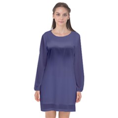 Usa Flag Blue Royal Blue Deep Blue Long Sleeve Chiffon Shift Dress  by PodArtist