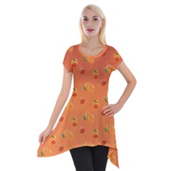 Peach Fruit Pattern Short Sleeve Side Drop Tunic by paulaoliveiradesign