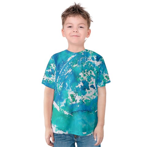 Blue Watercolors Circle                          Kid s Cotton Tee by LalyLauraFLM