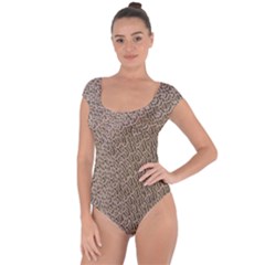 Animal Print Panthera Onca Texture Pattern Short Sleeve Leotard  by paulaoliveiradesign