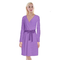 Purple Scales Long Sleeve Velvet Front Wrap Dress by Brini