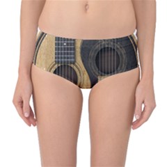 Old And Worn Acoustic Guitars Yin Yang Mid-waist Bikini Bottoms by JeffBartels