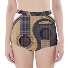 Old And Worn Acoustic Guitars Yin Yang High-waisted Bikini Bottoms by JeffBartels