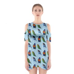 Blue Birds Parrot Pattern Shoulder Cutout One Piece by paulaoliveiradesign