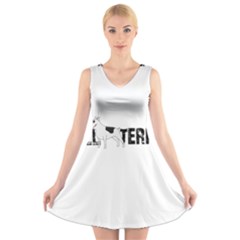 Bull Terrier  V-neck Sleeveless Skater Dress by Valentinaart