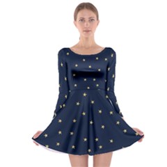 Navy/gold Stars Long Sleeve Skater Dress by Colorfulart23