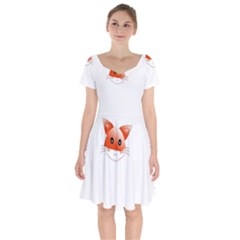 Animal Image Fox Short Sleeve Bardot Dress by BangZart