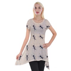 Ants Pattern Short Sleeve Side Drop Tunic by BangZart