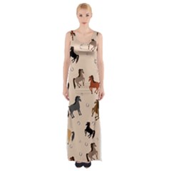 Horses For Courses Pattern Maxi Thigh Split Dress by BangZart