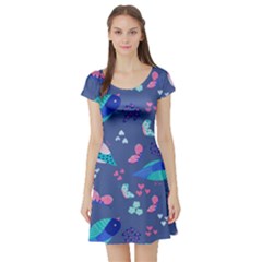 Birds And Butterflies Short Sleeve Skater Dress by BangZart