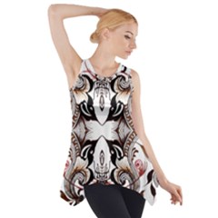 Art Traditional Batik Flower Pattern Side Drop Tank Tunic by BangZart