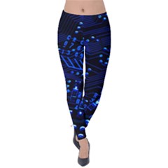 Blue Circuit Technology Image Velvet Leggings by BangZart