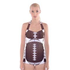 Football Ball Boyleg Halter Swimsuit  by BangZart