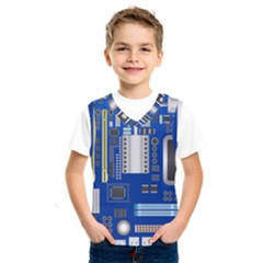 Classic Blue Computer Mainboard Kids  Sportswear by BangZart