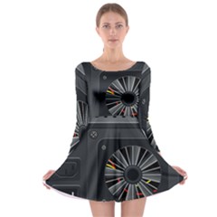 Special Black Power Supply Computer Long Sleeve Skater Dress by BangZart