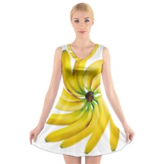 Bananas Decoration V-neck Sleeveless Skater Dress by BangZart