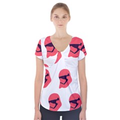 Stormtroper Pattern  Short Sleeve Front Detail Top by paulaoliveiradesign