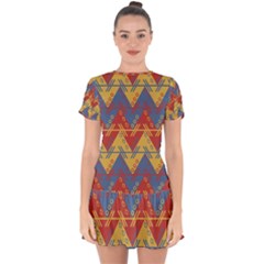 Aztec South American Pattern Zig Drop Hem Mini Chiffon Dress by BangZart