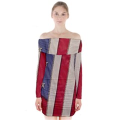 Usa Flag Long Sleeve Off Shoulder Dress by BangZart