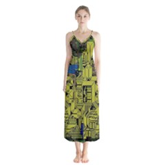 Technology Circuit Board Button Up Chiffon Maxi Dress by BangZart