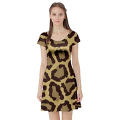 Leopard Short Sleeve Skater Dress by BangZart