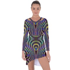 Curves Color Abstract Asymmetric Cut-out Shift Dress by BangZart