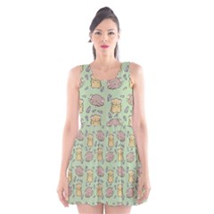 Cute Hamster Pattern Scoop Neck Skater Dress by BangZart