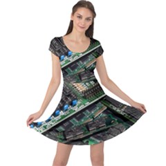 Computer Ram Tech Cap Sleeve Dresses by BangZart