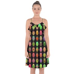 Beetles Insects Bugs Ruffle Detail Chiffon Dress by BangZart