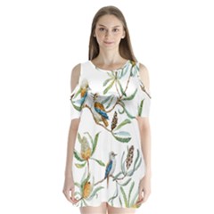 Australian Kookaburra Bird Pattern Shoulder Cutout Velvet  One Piece by BangZart