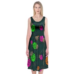 Abstract Bug Insect Pattern Midi Sleeveless Dress by BangZart