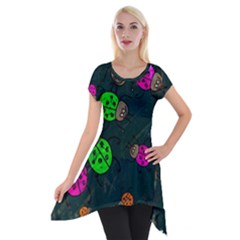 Abstract Bug Insect Pattern Short Sleeve Side Drop Tunic by BangZart