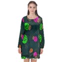 Abstract Bug Insect Pattern Long Sleeve Chiffon Shift Dress  View1