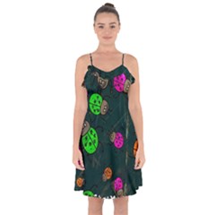 Abstract Bug Insect Pattern Ruffle Detail Chiffon Dress by BangZart