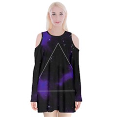 Space Velvet Long Sleeve Shoulder Cutout Dress by Valentinaart