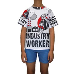 Industry Worker  Kids  Short Sleeve Swimwear by Valentinaart