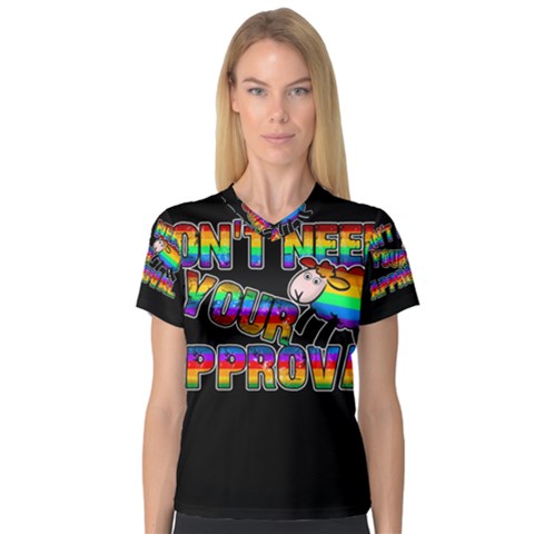 Dont Need Your Approval V-neck Sport Mesh Tee by Valentinaart