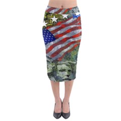 Usa United States Of America Images Independence Day Midi Pencil Skirt by BangZart