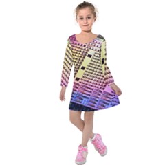 Optics Electronics Machine Technology Circuit Electronic Computer Technics Detail Psychedelic Abstra Kids  Long Sleeve Velvet Dress by BangZart