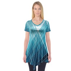 Glass Bulding Short Sleeve Tunic  by BangZart