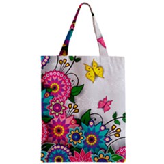 Flowers Pattern Vector Art Zipper Classic Tote Bag by BangZart