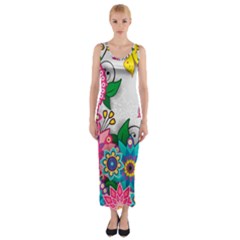 Flowers Pattern Vector Art Fitted Maxi Dress by BangZart