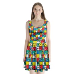 Snakes And Ladders Split Back Mini Dress  by BangZart