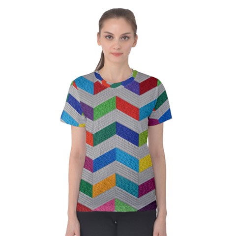 Charming Chevrons Quilt Women s Cotton Tee by BangZart