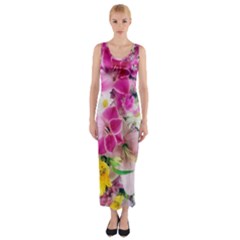 Colorful Flowers Patterns Fitted Maxi Dress by BangZart