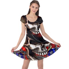 Confederate Flag Usa America United States Csa Civil War Rebel Dixie Military Poster Skull Cap Sleeve Dresses by BangZart