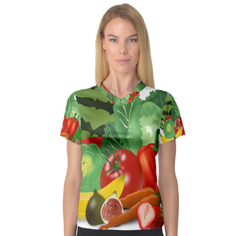 Fruits Vegetables Artichoke Banana V-neck Sport Mesh Tee by Nexatart