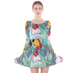 Pie Turkey Eating Fork Knife Hat Long Sleeve Velvet Skater Dress by Nexatart