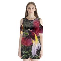 Cendrawasih Beautiful Bird Of Paradise Shoulder Cutout Velvet  One Piece by BangZart