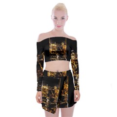 Drink Good Whiskey Off Shoulder Top With Skirt Set by BangZart